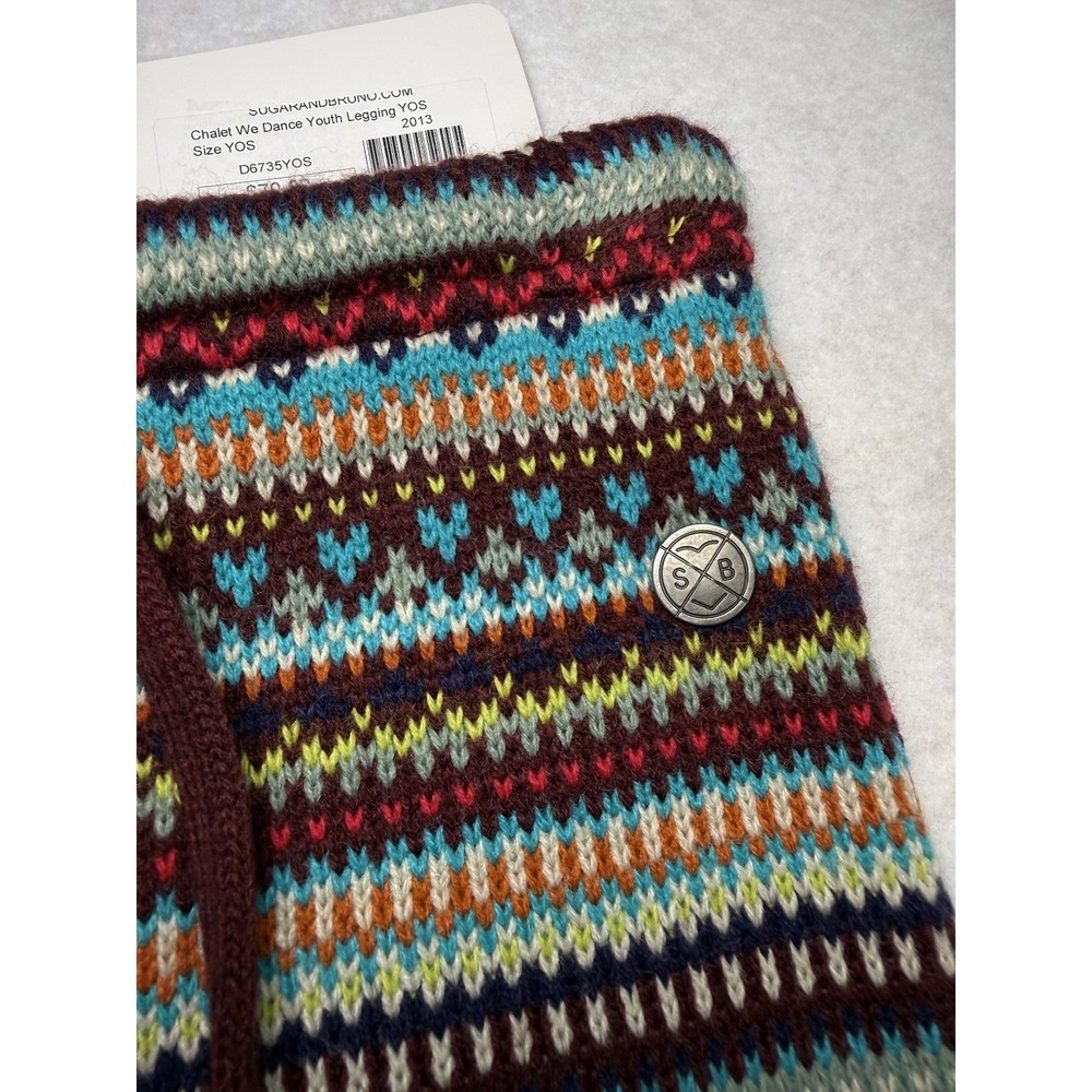 NWT Sugar & Bruno Chalet We Dance Youth Leggings YOS Fair Isle Knit Acrylic $70 - Picture 2 of 6